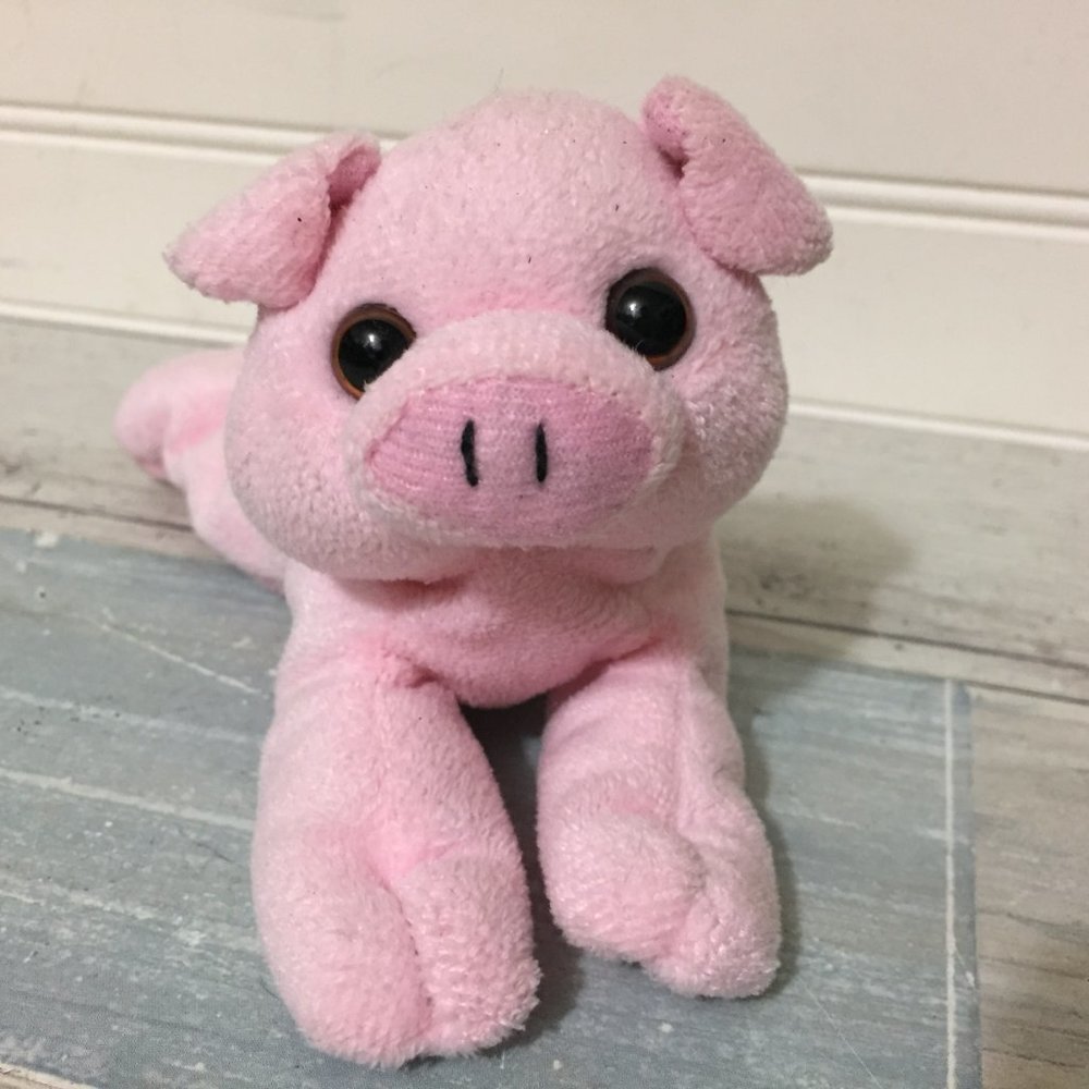 Unipak Pink Plush Pig Toy, Stuffed Animal 6 1/2"
